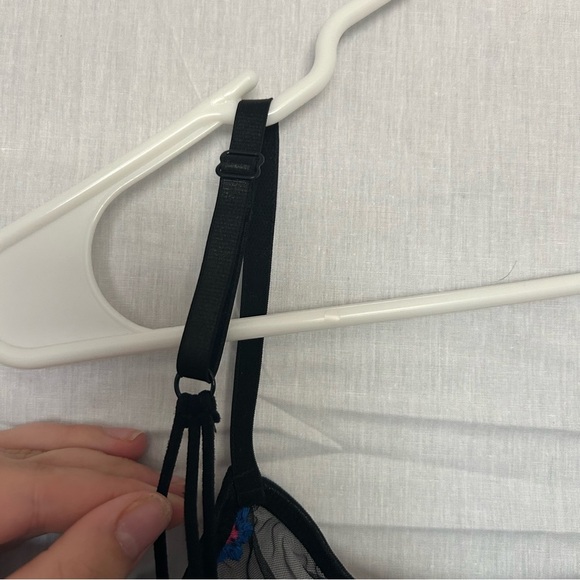 Floral Embroidered black bra corset multicolored whimsygoth fairy dark‎ feminine - Picture 5 of 6